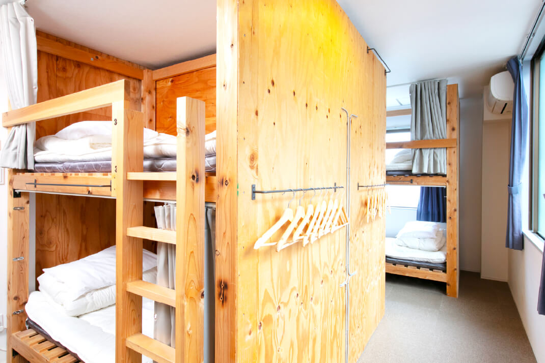 Bunkbeds: each bed has storage space accessible by key. 